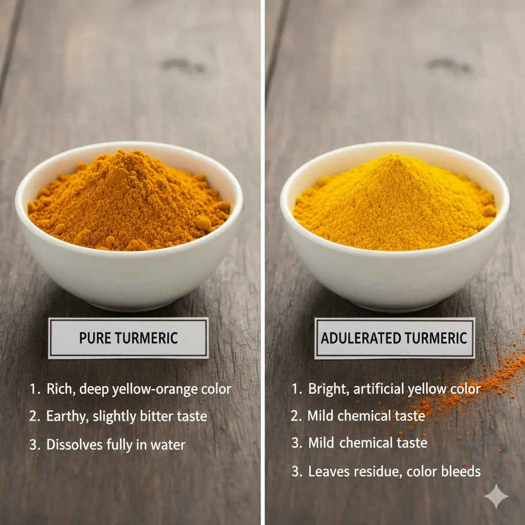 comparison of pure vs adulterated turmeric